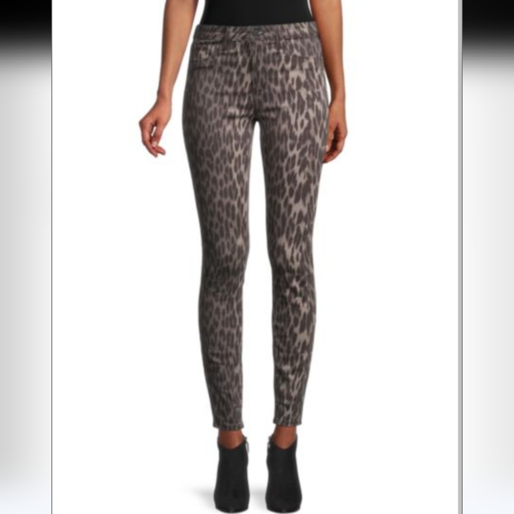 L'AGENCE Marguerite Leopard-Print Ankle-Cropped Pants Womens 26 Brown Retro
